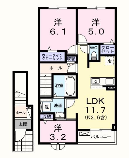 サニーリーヴス(3LDK/2階)の間取り写真