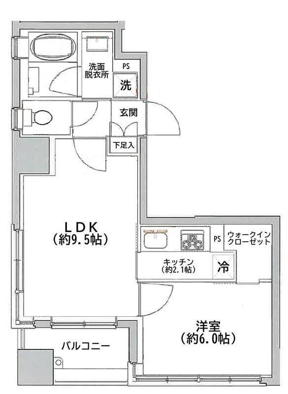 ジュイール東京八丁堀(1LDK/2階)の間取り写真
