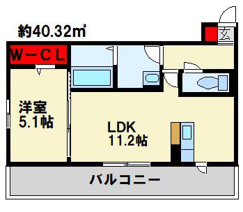 ユーフォリア行橋(1LDK/3階)の間取り写真