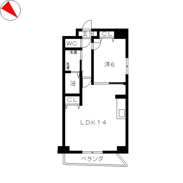 カーサ フェリーチェ(1LDK/9階)の間取り写真