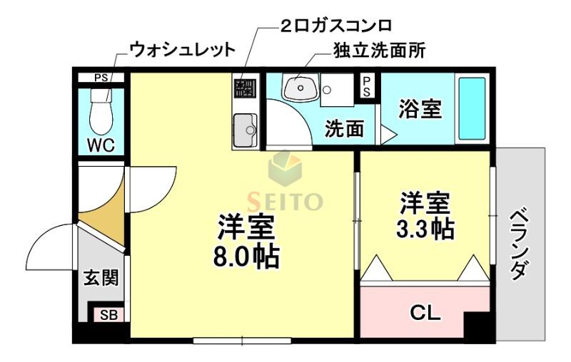 ARCA豊中曽根(1LDK/3階)の間取り写真