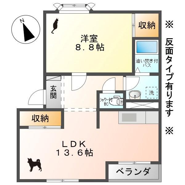 エル・シャトーB棟(1LDK/1階)の間取り写真