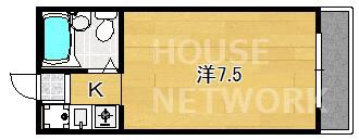 京阪鴨東線 出町柳駅 徒歩15分 4階建 築31年(1K/4階)の間取り写真