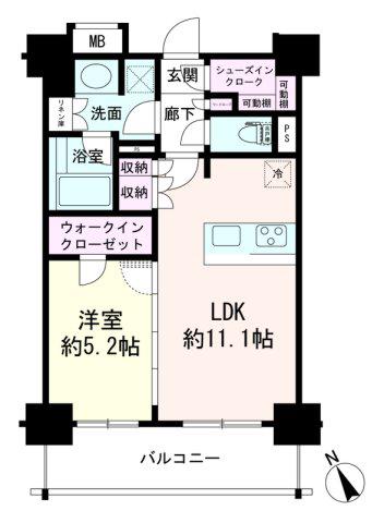 パレステージ聖蹟桜ヶ丘II(1LDK/5階)の間取り写真