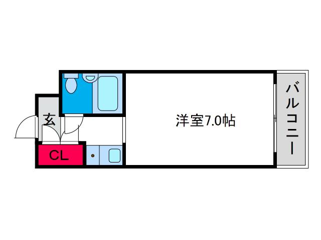 ビバリーヒルズ泉尾(1K/3階)の間取り写真