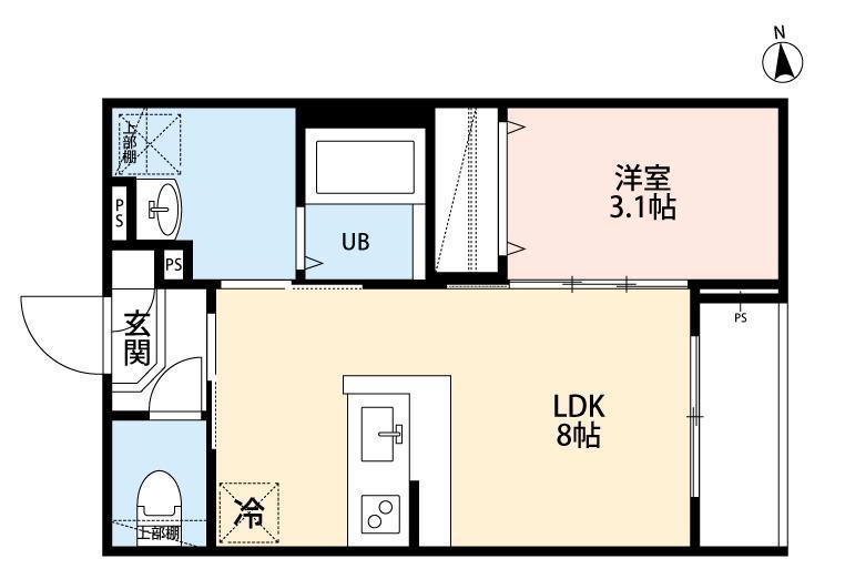 ROBOT HOME 六町III(1LDK/1階)の間取り写真