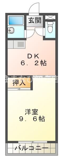 名鉄三河線 刈谷市駅 徒歩7分 4階建 築36年(1DK/2階)の間取り写真