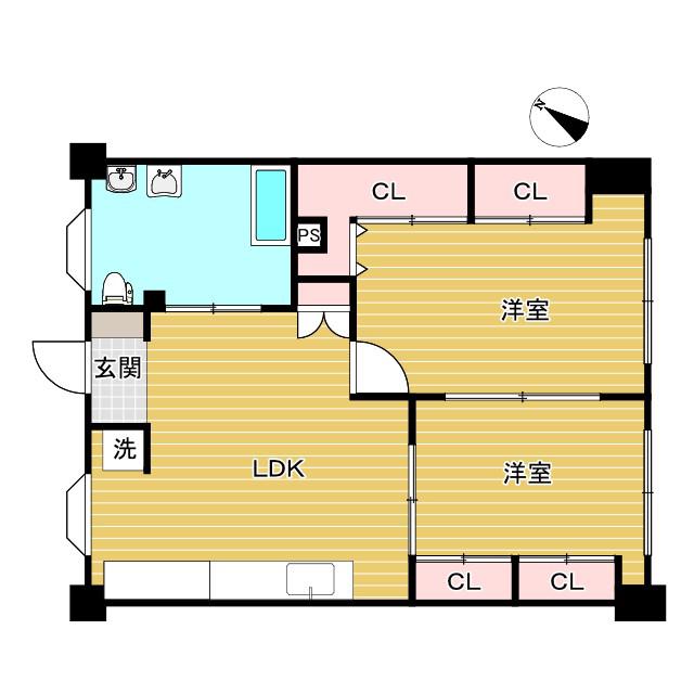 フォルザ住吉(2LDK/3階)の間取り写真