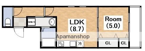 ソレイユ聖天下B棟(1LDK/3階)の間取り写真