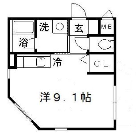 じゅりん彩華(ワンルーム/1階)の間取り写真