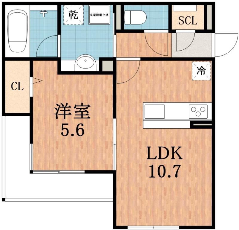 パサログランデ背戸口(1LDK/2階)の間取り写真