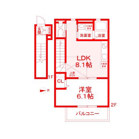 デューパルテ(1LDK/2階)の間取り写真