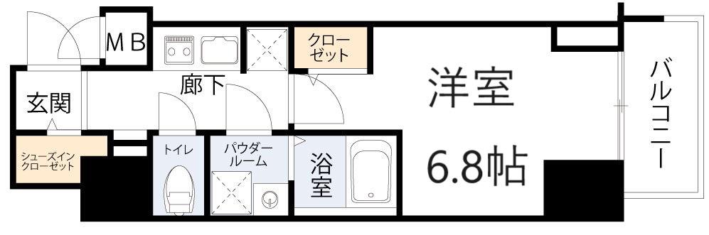 S-RESIDENCE福島玉川TRES(1K/8階)の間取り写真