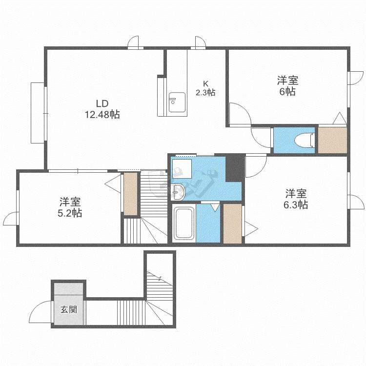 シャーメゾン元町グランビレッジII-C(3LDK/2階)の間取り写真