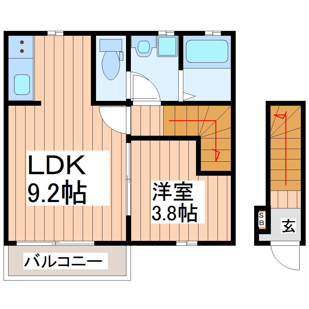 SOLEIL HINA II(1LDK/2階)の間取り写真