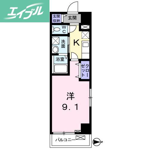 プラステ東島田(1K/7階)の間取り写真