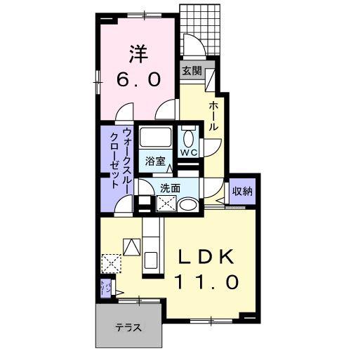 サニーコートかつらぎ(1LDK/1階)の間取り写真