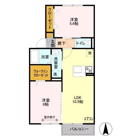 ヴァンヴェール(2LDK/1階)の間取り写真