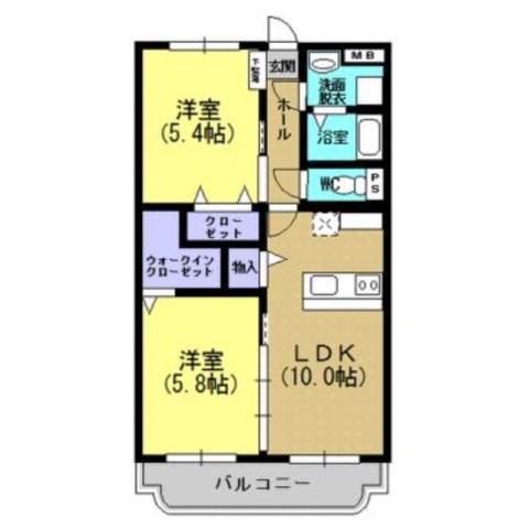 NAGI東(2LDK/3階)の間取り写真