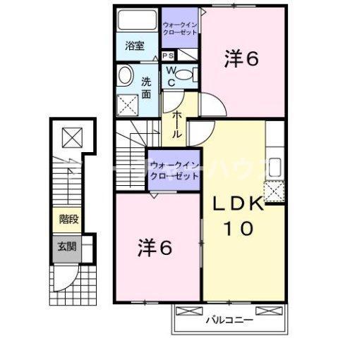 ハーモニー鈴木(2LDK/2階)の間取り写真