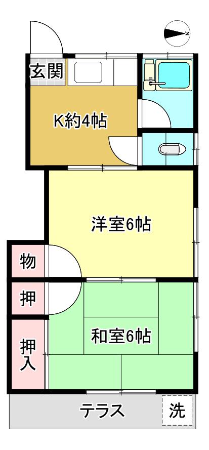 貫井コーポ(2K/1階)の間取り写真