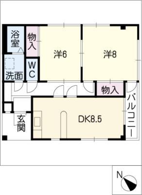 ピアレスK(2DK/1階)の間取り写真