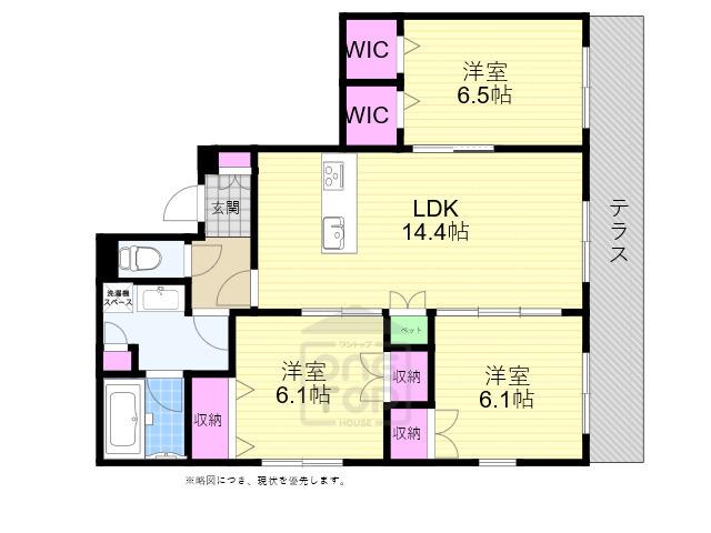 RESIDENCE DES MIRABELLES(3LDK/1階)の間取り写真