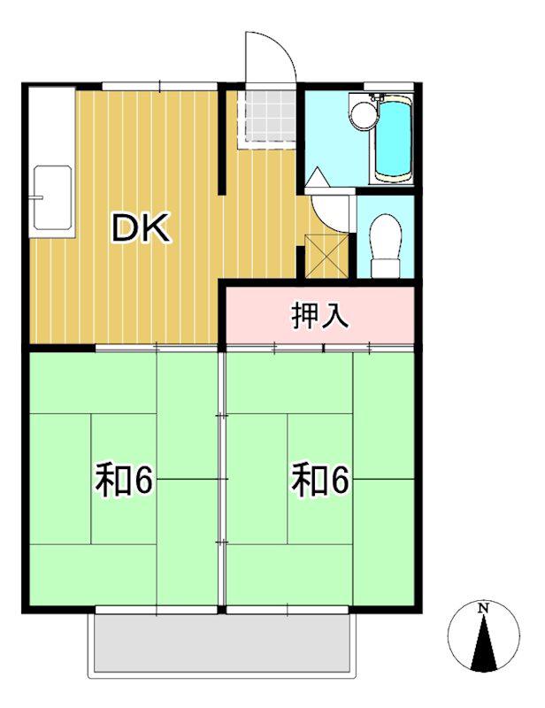 大進ハイツ(2DK/2階)の間取り写真