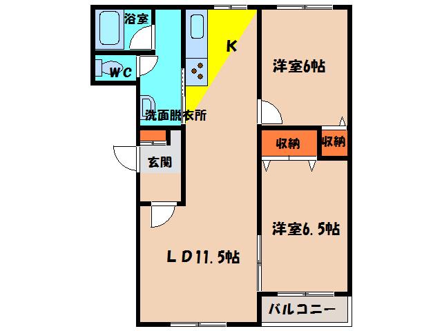 ストークヒルズ(2LDK/3階)の間取り写真