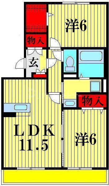 グランドソレイユ(2LDK/2階)の間取り写真