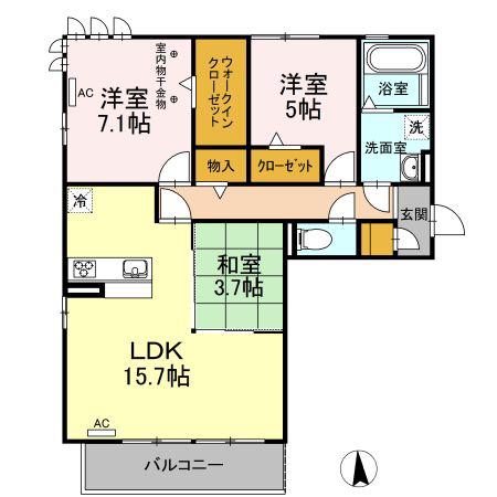 アンダーフォレスト(3LDK/3階)の間取り写真