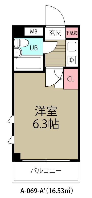 ローズマンションA69番館(1K/2階)の間取り写真