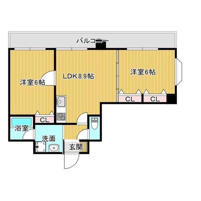 ナニワヒルズ(2DK/2階)の間取り写真