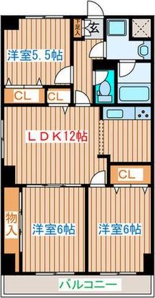 ガーネットヒルズ広瀬町(2LDK/8階)の間取り写真
