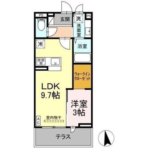 GLICINA(1LDK/1階)の間取り写真