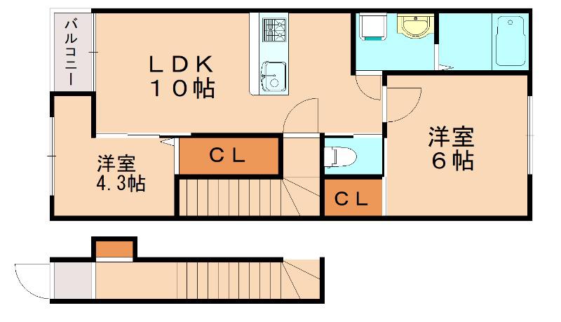 プリメゾン東郷(2LDK/2階)の間取り写真