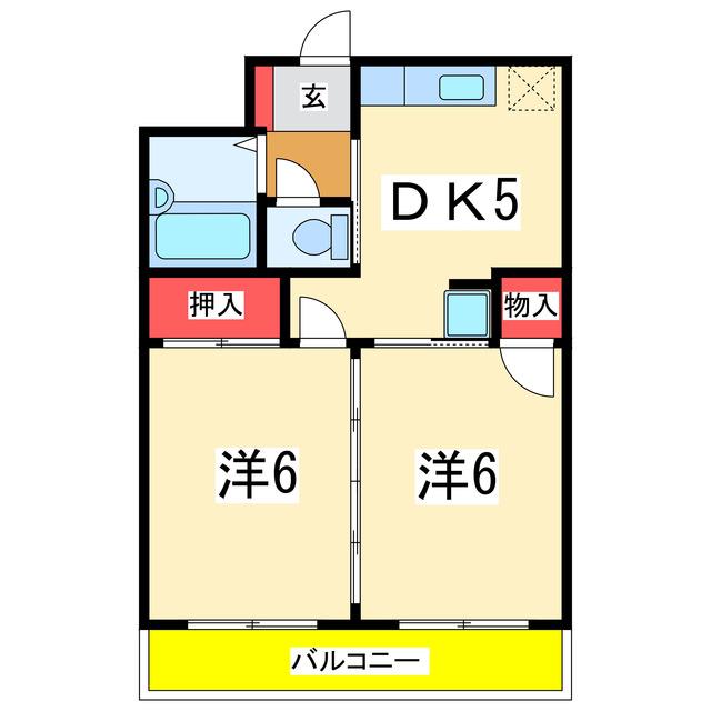 メゾンドコリン(2DK/2階)の間取り写真