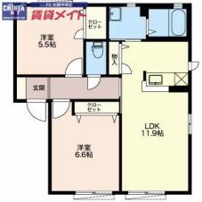 グレイスコート(2LDK/1階)の間取り写真