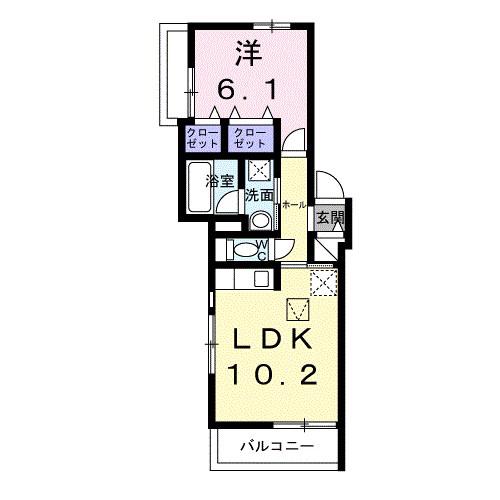 CERNE西宮(1LDK/2階)の間取り写真