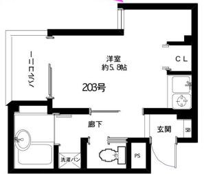 ロングアイランド尼崎(ワンルーム/2階)の間取り写真