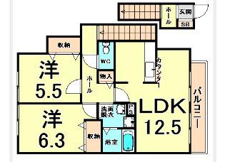 阪急神戸線 武庫之荘駅 徒歩34分 2階建 築21年(2LDK/2階)の間取り写真