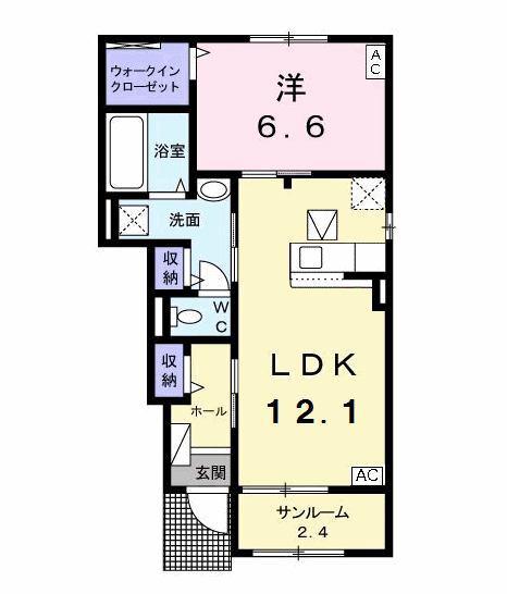リアンダムール(1LDK/1階)の間取り写真