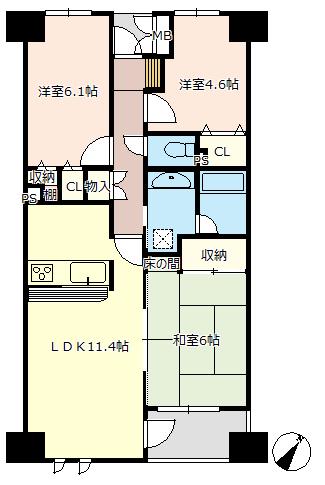 フラージュ北鴻巣(3LDK/3階)の間取り写真