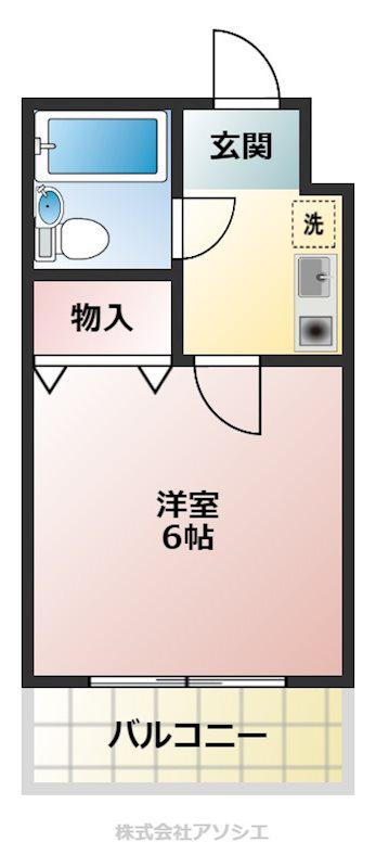 ジュネパレス越谷(1K/2階)の間取り写真