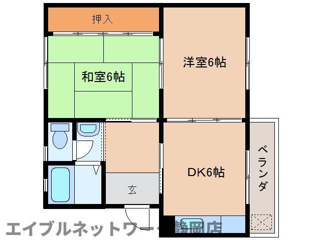 竜南ハイツ(2DK/3階)の間取り写真