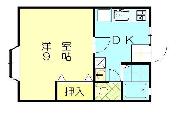 リバーサイド桜(1DK/1階)の間取り写真