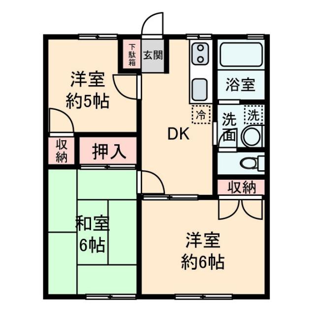 ヒルトップ王子台(3DK/2階)の間取り写真