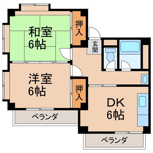 柿の木坂マンション(2DK/3階)の間取り写真