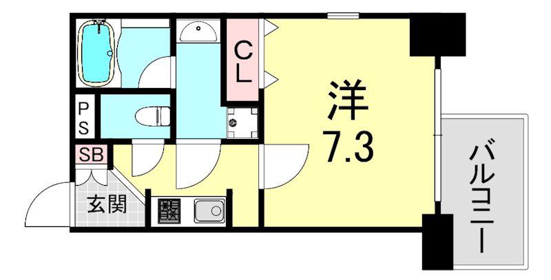 エスライズ本町東(1K/7階)の間取り写真