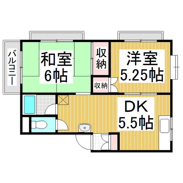サンサイド6(2DK/2階)の間取り写真